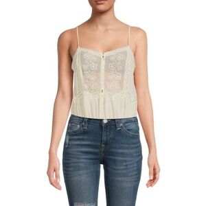 Free People Intimately Squareneck Ivory Lace Bodysuit Adjustable Straps Bohemian